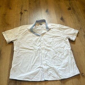 Sz XL 17.5 Monza Tailored Fit White Short Sleev Button Down